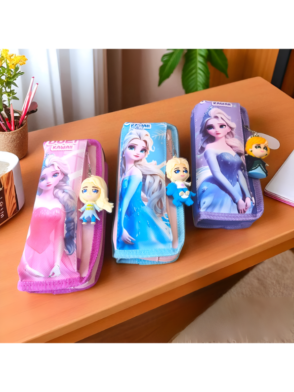 Disney Frozen Elsa Pencil Case for Girls with Elsa Doll Keychain | Stationery Pouch, Back to School Supplies, Girls Gift  NOVHBC-188988
