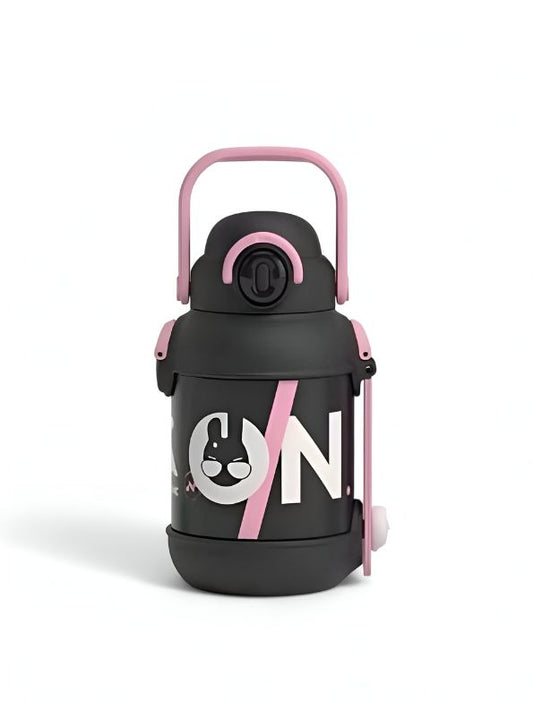 Black - 2 in 1 Sipper with Handle & Neck Carry for Kids – 1000ml Leak-Proof Water Bottle with Box NOV12437.