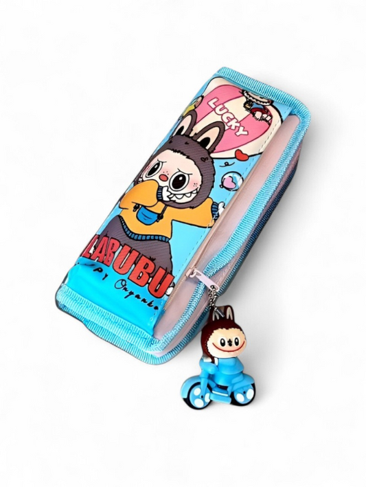 Blue - Trendy POP MART The Monsters Labubu Soft Pencil Case / Pouch with Scooter Keychain NOVHBC-188986