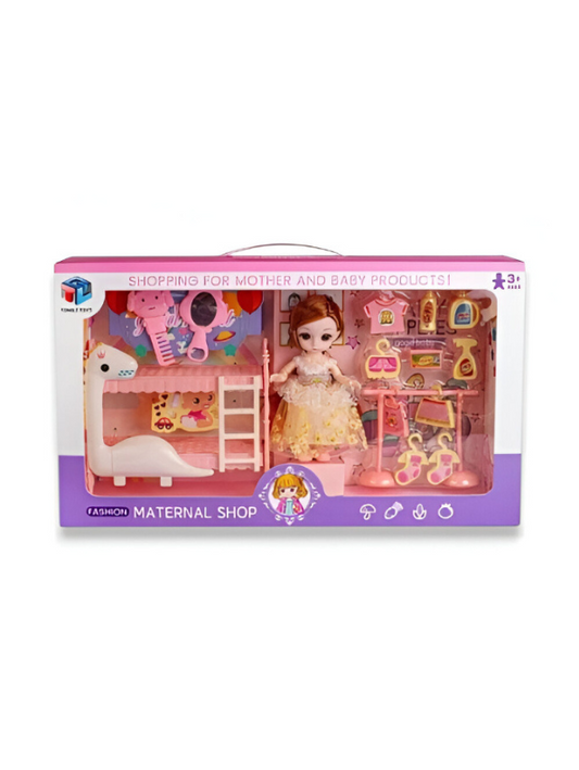 Baby Doll Nursery Playset with Crib & High Chair | Complete Barbie Doll Care Set for Toddlers & Girls, Pretend Play Toy NX12883