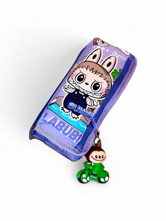 Purple - Trendy POP MART The Monsters Labubu Soft Pencil Case / Pouch with Scooter Keychain NOVHBC-188986