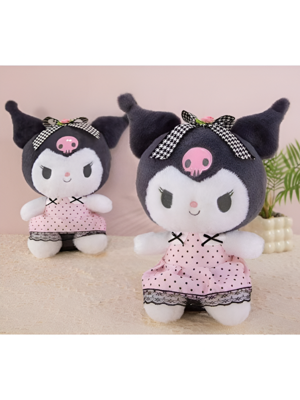 Kuromi Plush Toy | Officially Licensed Sanrio Stuffed Animal in Pink Dress LMI15558