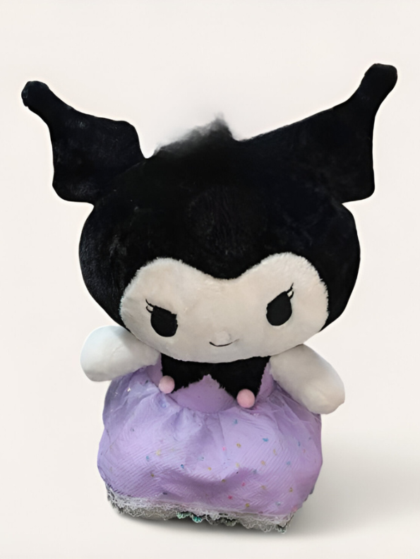 Cute Kuromi Soft Plushie | Purple Dress & Skull Headband | Sanrio Gift LMI15441