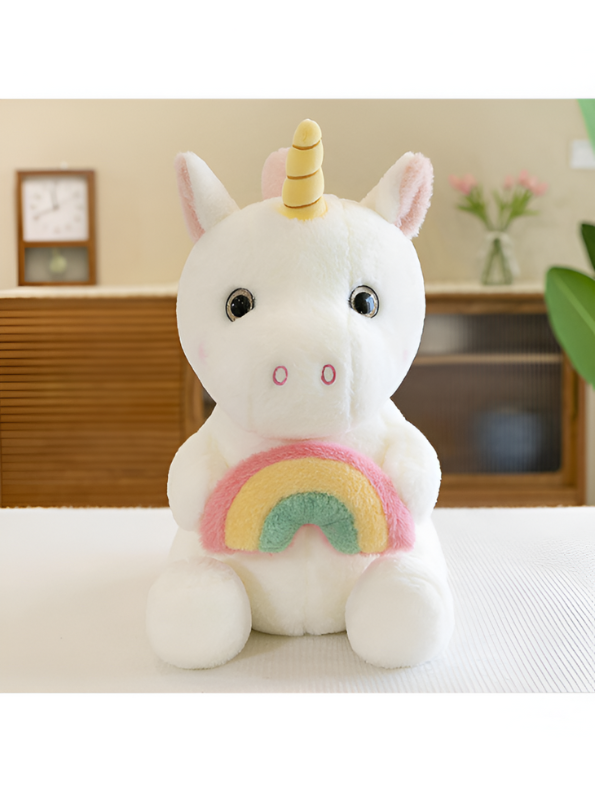 White - Soft Plush Unicorn Toy with Rainbow - A Magical Cuddly Companion for Kids LMI15534