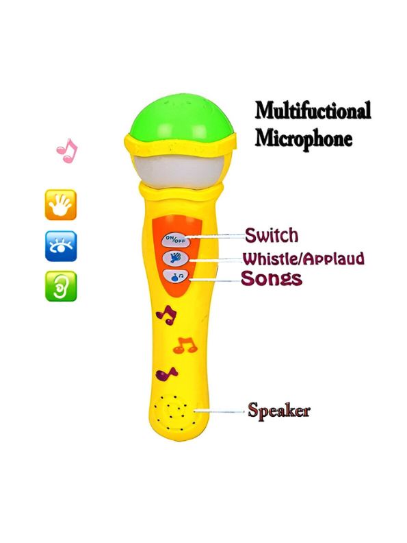 Yellow - Musical Microphone Toy for Kids - Singing Mic with Lights & Sounds