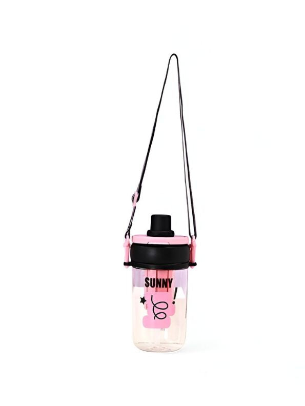 Black - Leak-Proof Kids Water Bottle with Straw & Strap | Cute Sipper for School NOVGBT-50722