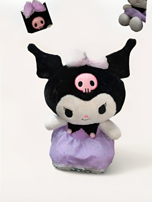 Cute Kuromi Soft Plushie | Purple Dress & Skull Headband | Sanrio Gift LMI15441