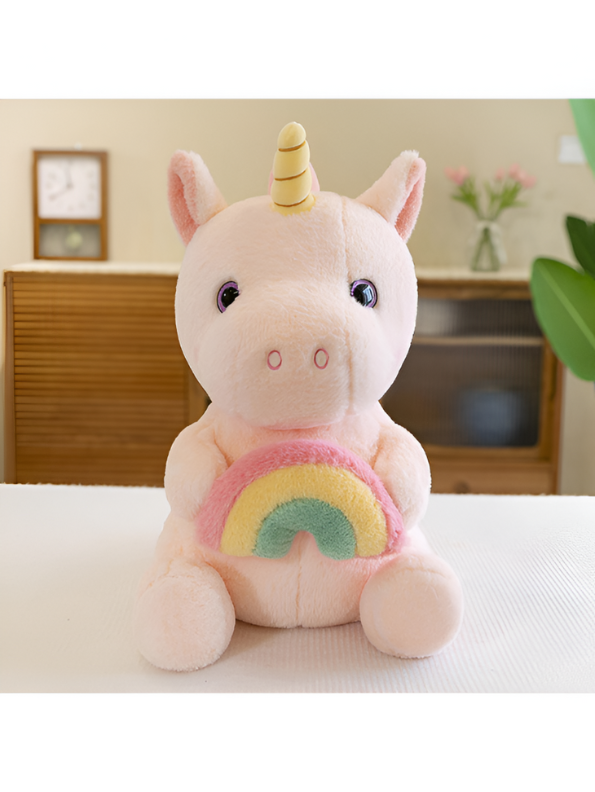 Pink - Soft Plush Unicorn Toy with Rainbow - A Magical Cuddly Companion for Kids LMI15534
