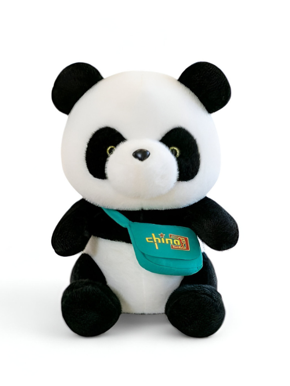 Panda Stuffed Animal with Turquoise Shoulder Bag - Cute Soft Plush Toy with 'chino' Logo LMI15461