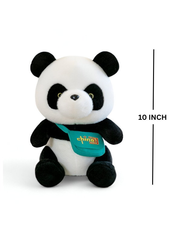 Panda Stuffed Animal with Turquoise Shoulder Bag - Cute Soft Plush Toy with 'chino' Logo LMI15461