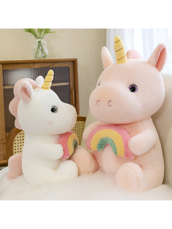 White - Soft Plush Unicorn Toy with Rainbow - A Magical Cuddly Companion for Kids LMI15534