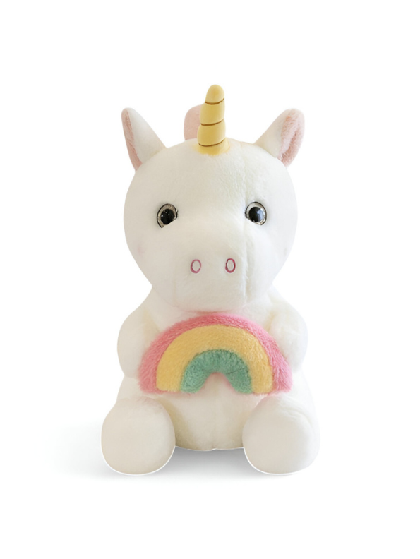 White - Soft Plush Unicorn Toy with Rainbow - A Magical Cuddly Companion for Kids LMI15534