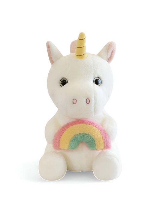 White - Soft Plush Unicorn Toy with Rainbow - A Magical Cuddly Companion for Kids LMI15534