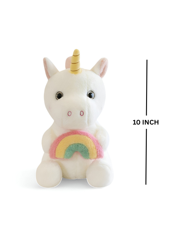 White - Soft Plush Unicorn Toy with Rainbow - A Magical Cuddly Companion for Kids LMI15534