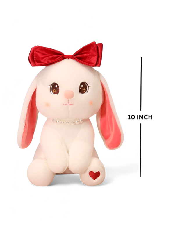 Cute White Bunny Soft Plush with Red Bow and Pearl Necklace - A Perfect Valentine's Day Gift LMI15457