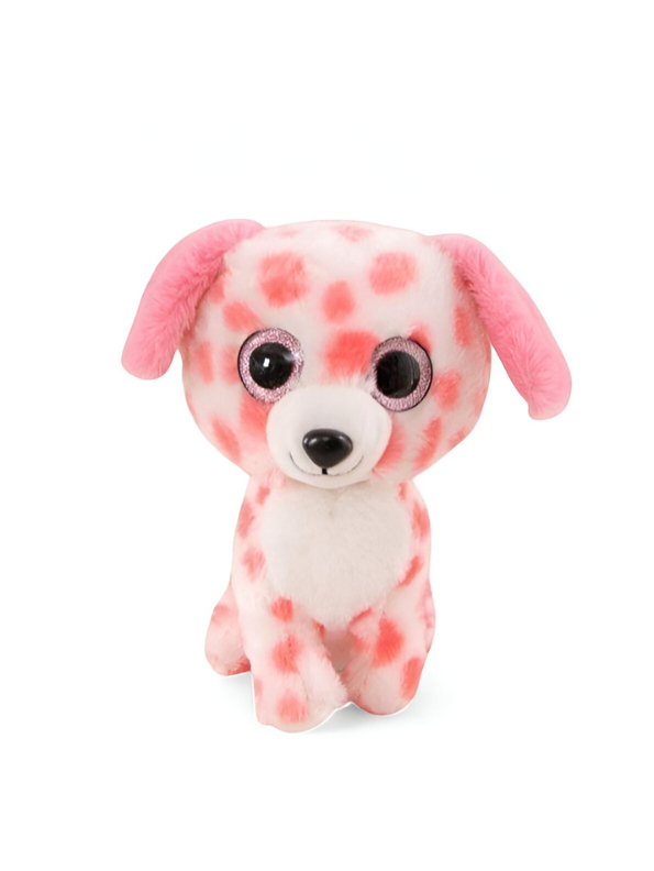 Pink and White Spotted Dog Plush Toy - Big-Eyed Stuffed Animal Soft Toy For Kids LMI14764