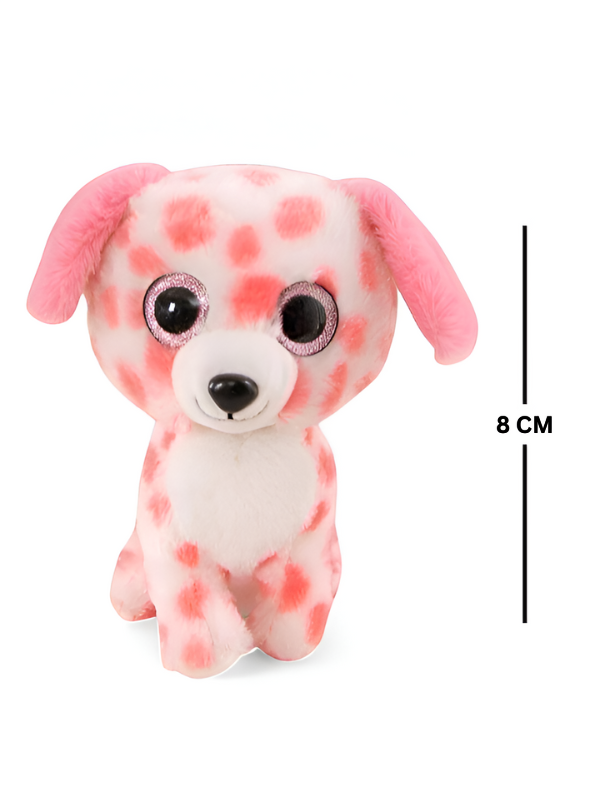 Pink and White Spotted Dog Plush Toy - Big-Eyed Stuffed Animal Soft Toy For Kids LMI14764