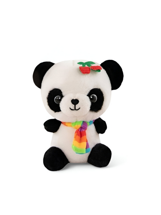 Panda Plush Toy with Rainbow Scarf, 8 cm - Cute Stuffed Animal Soft Toy For Kids LMI14767