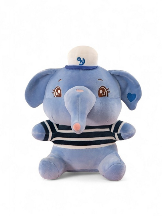 Sailor Elephant Plush Toy - Blue Stuffed Animal with Hat & Striped Shirt Soft Toy For Kids LMI14139