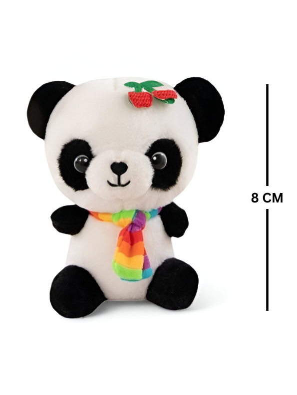 Panda Plush Toy with Rainbow Scarf, 8 cm - Cute Stuffed Animal Soft Toy For Kids LMI14767