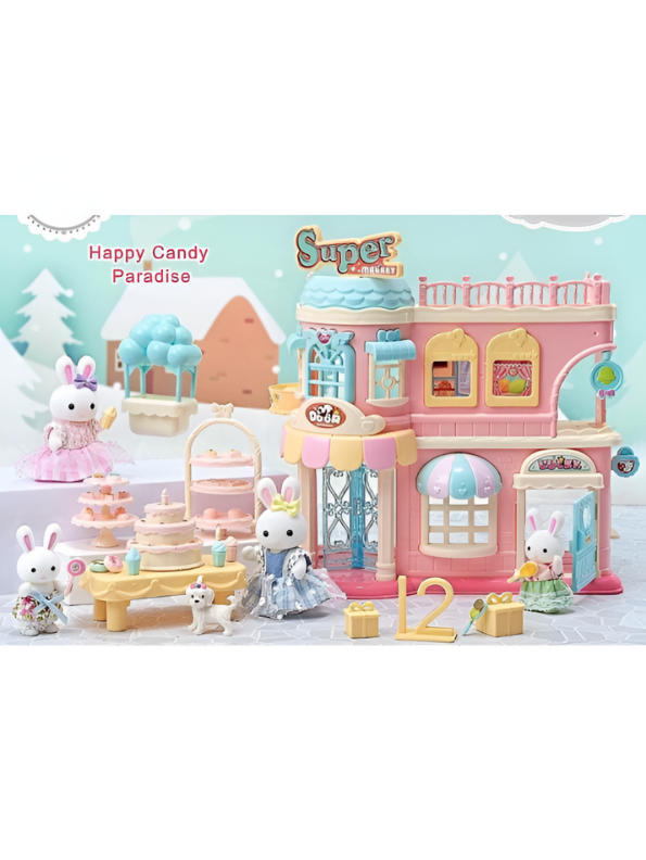 Dollhouse Playset with Bunny Figures & Bakery Shop - Dreamy Barbie Dollhouse for Girls NX13760