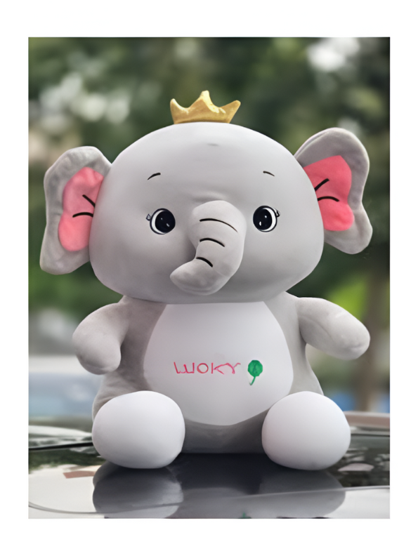 Lucky Grey Elephant Plush Toy for Kids - 10-Inch Cute Stuffed Animal Soft Toy with Golden Crown LMI14141.