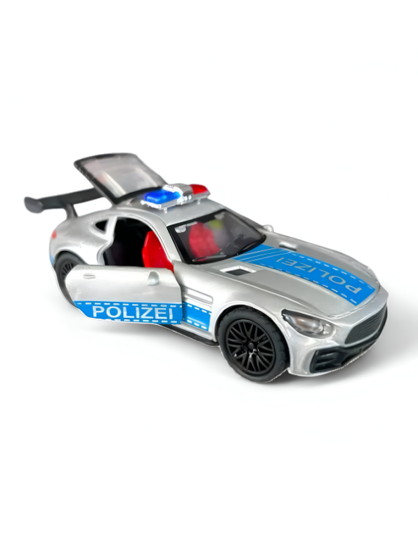 Blue - Porsche Police Diecast Car Toy – Opening Doors, Realistic Design, Durable Metal Model for Kids Scale 1:36 LMI15316.