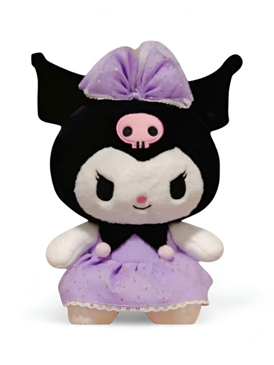 Cute Kuromi Soft Plushie | Purple Dress & Skull Headband | Sanrio Gift LMI15441