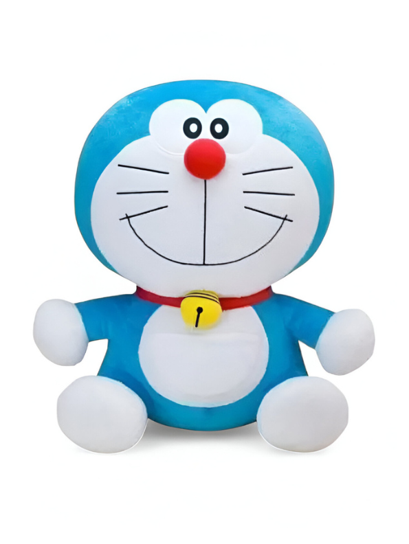Cute Doraemon Plushie | Blue & White Soft Toy with Red Collar LMI8924