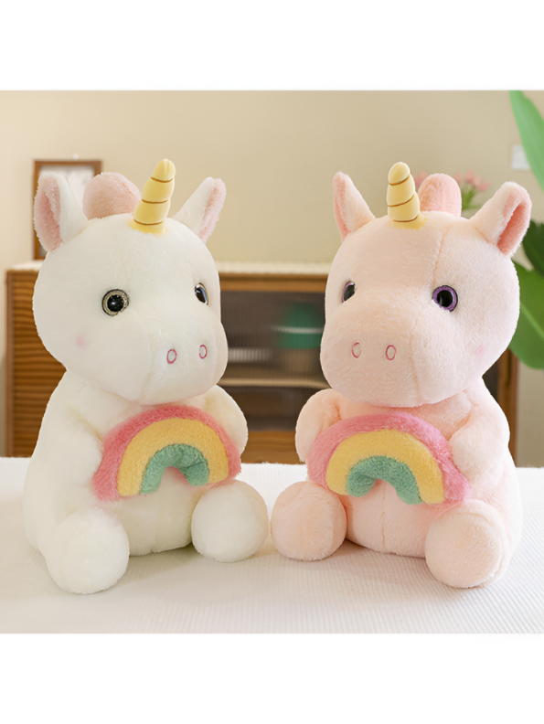 White - Soft Plush Unicorn Toy with Rainbow - A Magical Cuddly Companion for Kids LMI15534