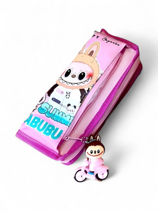 Trendy POP MART The Monsters Labubu Soft Pencil Case / Pouch with Scooter Keychain NOVHBC-188986