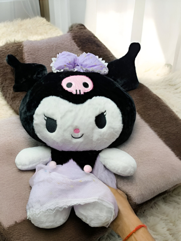 Cute Kuromi Soft Plushie | Purple Dress & Skull Headband | Sanrio Gift LMI15441