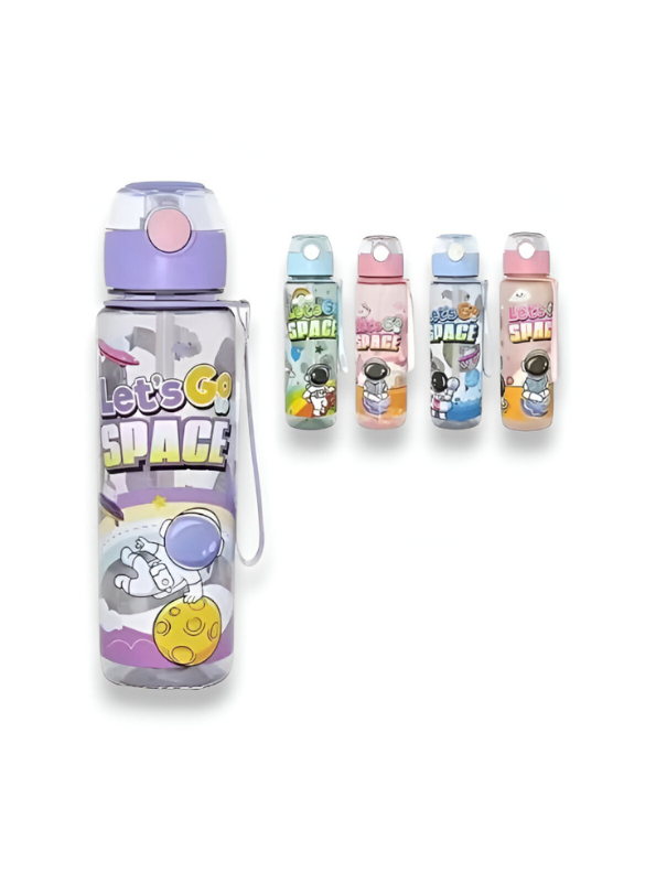 Purple - Kids Water Bottle with Straw | Leak-Proof Astronaut Space Sipper for School & Travel NOVGBT-8182
