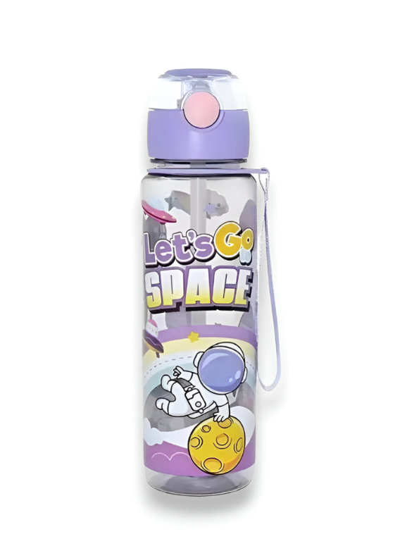 Purple - Kids Water Bottle with Straw | Leak-Proof Astronaut Space Sipper for School & Travel NOVGBT-8182