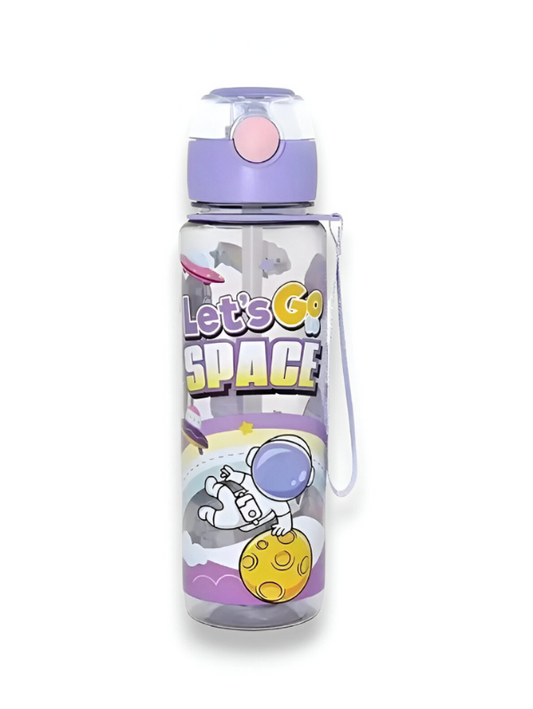 Purple - Kids Water Bottle with Straw | Leak-Proof Astronaut Space Sipper for School & Travel NOVGBT-8182