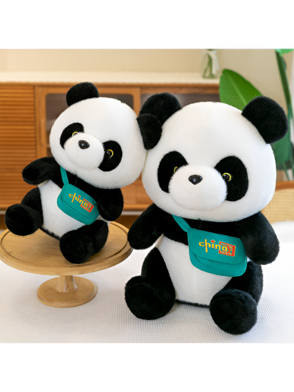 Panda Stuffed Animal with Turquoise Shoulder Bag - Cute Soft Plush Toy with 'chino' Logo LMI15461