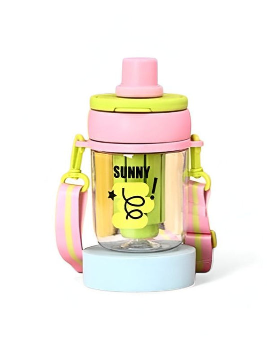 Pink - Leak-Proof Kids Water Bottle with Straw & Strap | Cute Sipper for School NOVGBT-50722