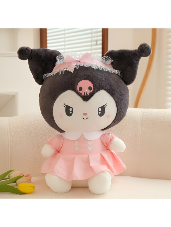 Official Kuromi Sanrio Plushie | Pink Dress Soft Plush Toy Collector's Item For Kids LMI15431