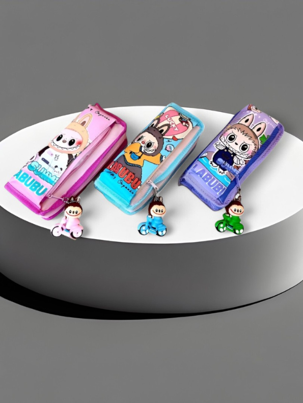 Purple - Trendy POP MART The Monsters Labubu Soft Pencil Case / Pouch with Scooter Keychain NOVHBC-188986