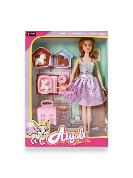 Fashion Barbie Doll Playset for Girls with Two Pets and Accessories - Perfect for Imaginative & Pretend Play NX12660