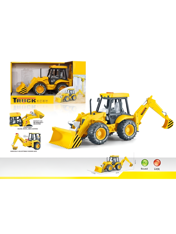 riction Powered Excavator Loader Construction Truck Toy with Lights & Sounds, 180° Rotating Digging Arm, Heavy Duty Engineering Vehicle, Model LMI12062