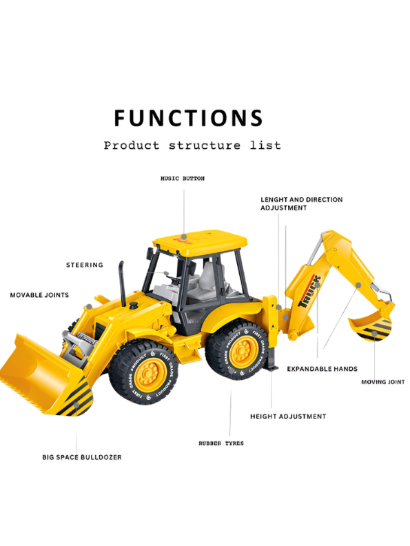 riction Powered Excavator Loader Construction Truck Toy with Lights & Sounds, 180° Rotating Digging Arm, Heavy Duty Engineering Vehicle, Model LMI12062