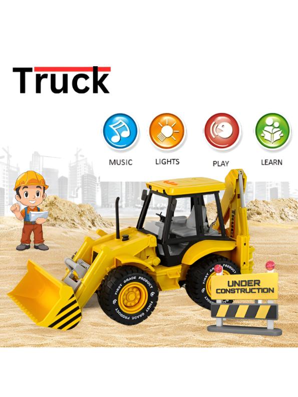 riction Powered Excavator Loader Construction Truck Toy with Lights & Sounds, 180° Rotating Digging Arm, Heavy Duty Engineering Vehicle, Model LMI12062