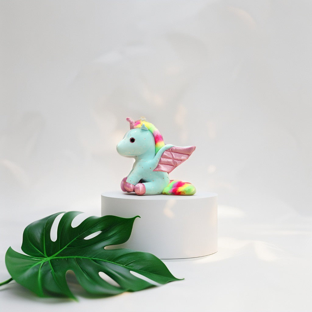 Turquoise - Rainbow Unicorn Plushie – 8-inch Unicorn Stuffed Animal with Rainbow Mane, Wings, and Sparkles LMI11550.