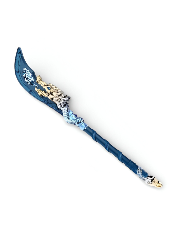 Mythical Azure Dragon Glaive – Blue & Gold Fantasy Polearm | Legendary Serpent Blade for Gaming, Cosplay & Collectors  NX15791