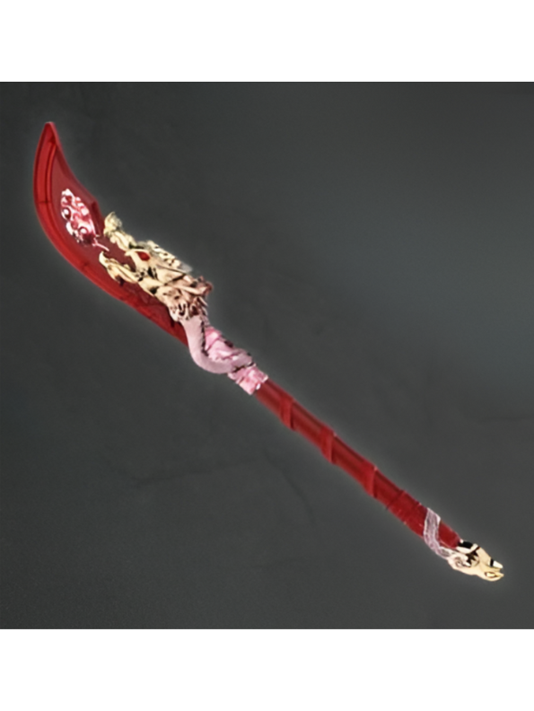 Mythical Azure Dragon Glaive – Red & Gold Fantasy Polearm | Legendary Serpent Blade for Gaming, Cosplay & Collectors  NX15791