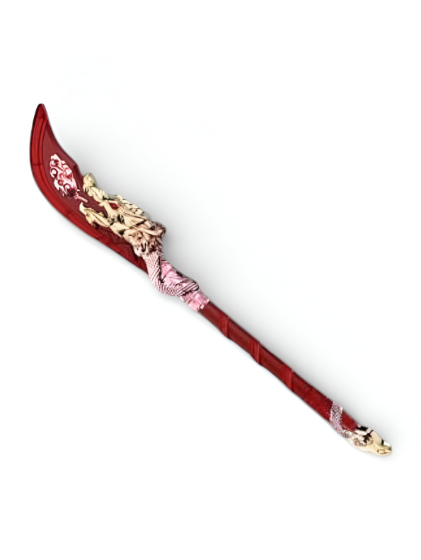 Mythical Azure Dragon Glaive – Red & Gold Fantasy Polearm | Legendary Serpent Blade for Gaming, Cosplay & Collectors  NX15791