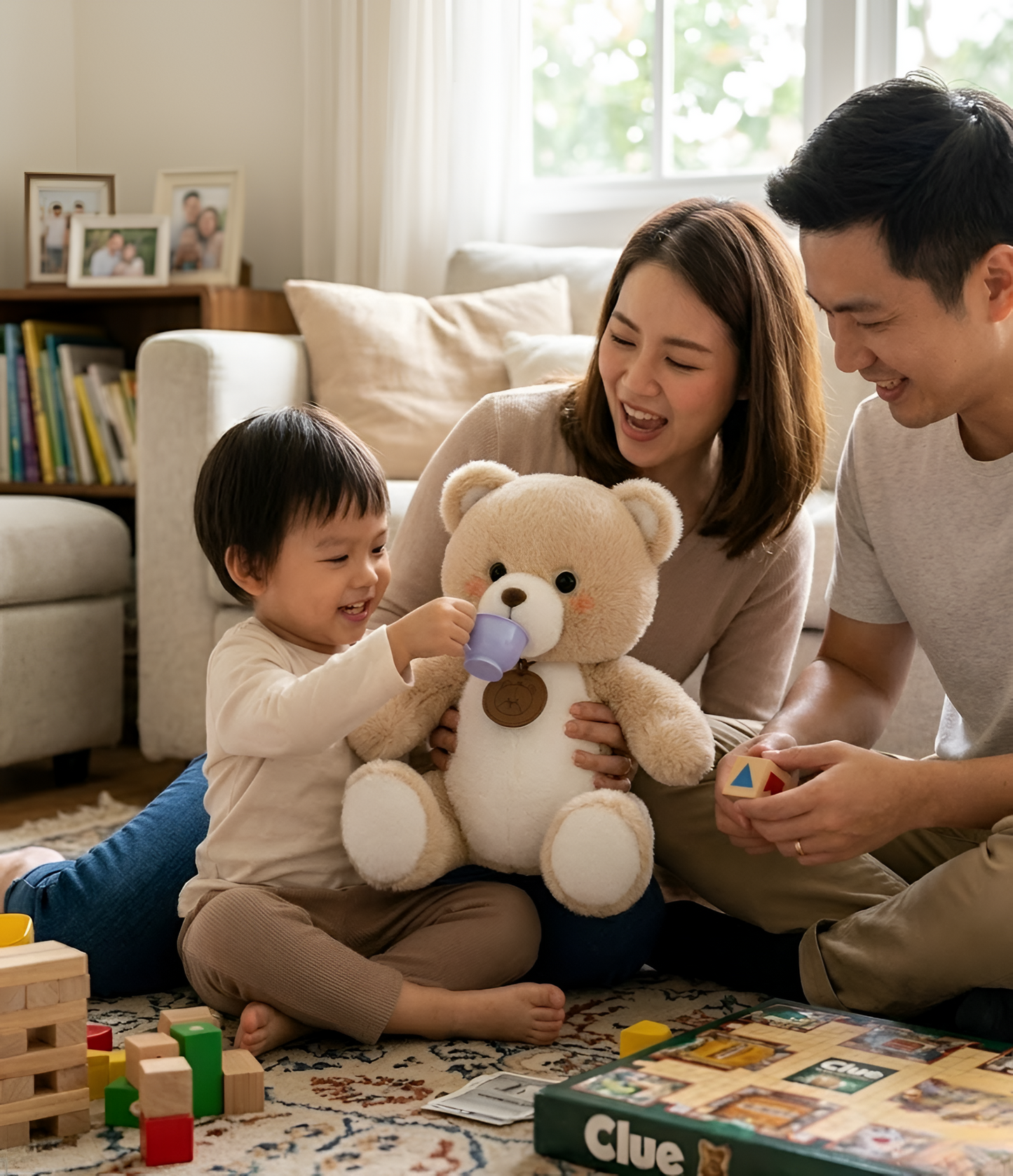 Teddy Bear – 30cm Premium Plush Ultra-Soft Stuffed Animal Toy with Embroidered Leather Medallion, Cream & Tan Nursery Décor Gift for Babies & Kids ST14532
