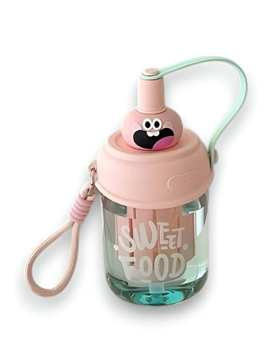 Baby Pink - Cute Water Bottle with Strap for Kids | Leakproof Sipper Bottle for School, Girls & Boys NOVGBT-50720