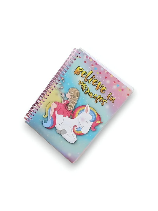 Unicorn Horse Glitter Diary – "Believe in Miracle" Journal for Girls | Colorful Notebook Gift | NOVGBT-50242